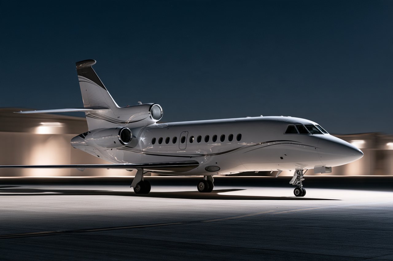 Representative photo of a Falcon 900B — not the aircraft flying this leg